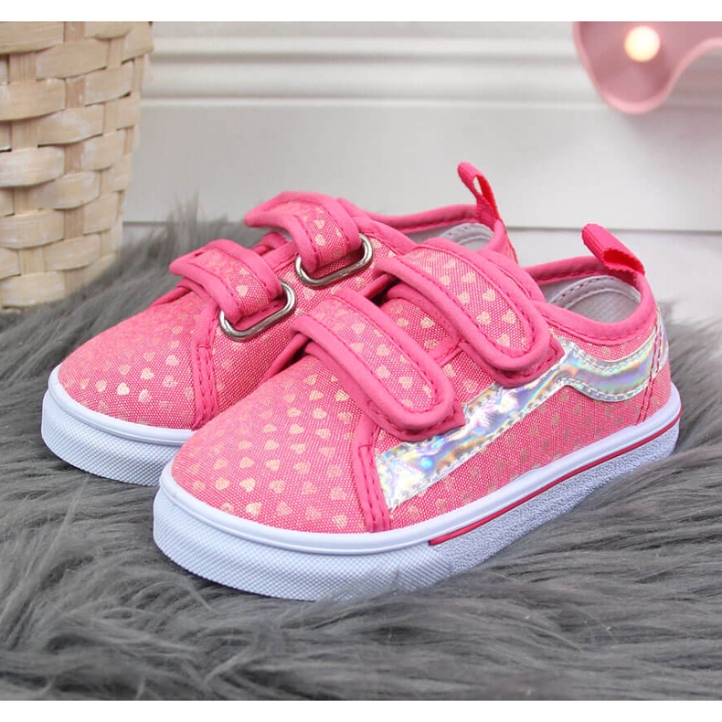 Rosa Atletico flicksneakers med kardborreband 2