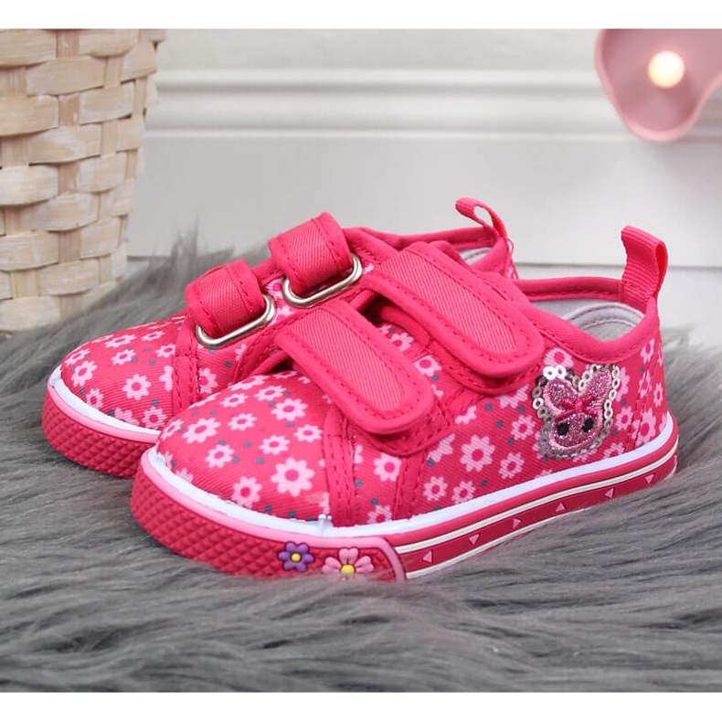 Atletico rosa kardborrsneakers för tjejer med blommor 2