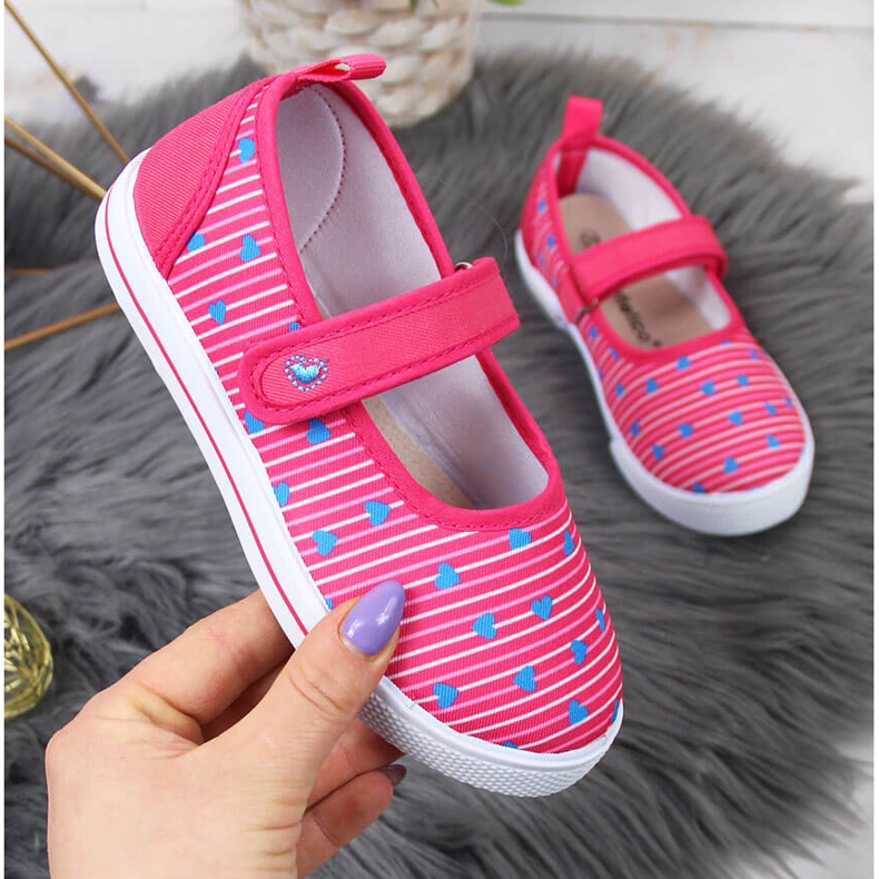 Ballerinasneakers för tjejer med kardborre Atletico rosa 1