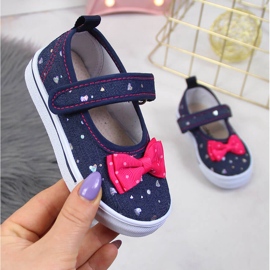 Flickballerinor med kardborre Atletico marinblå 1