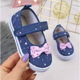 Flickballerinor med kardborreband och Atletico-rosett marinblå blå 1