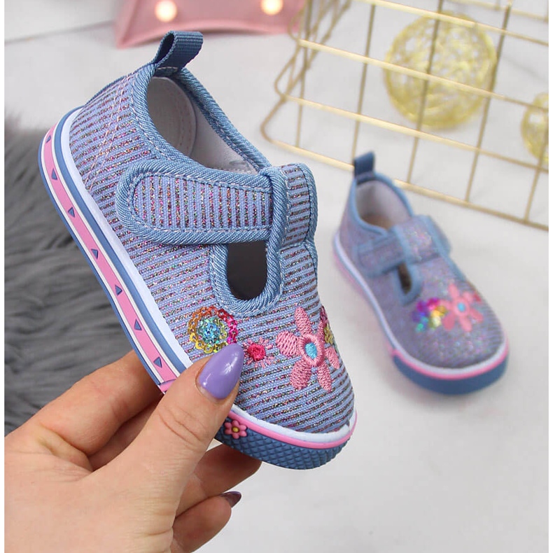 Atletico blå kardborrsneakers för tjejer 1