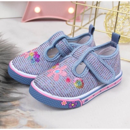 Atletico blå kardborrsneakers för tjejer 2