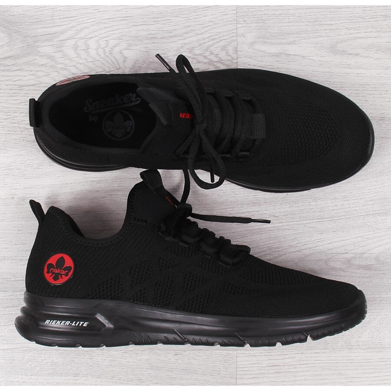 Sportskor i svart mesh för män Rieker B7376-00 1