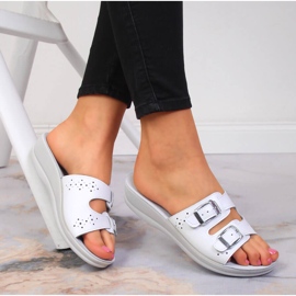 Vita Inblu sanitära wedge tofflor för kvinnor 1