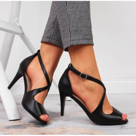 Svarta Sergio Leone damsandaler på hög klack 1