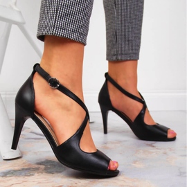 Svarta Sergio Leone damsandaler på hög klack 2