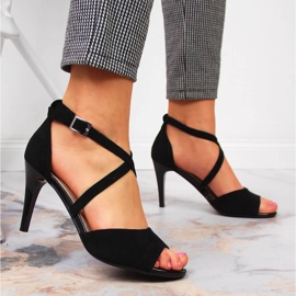 Svarta Sergio Leone damsandaler på hög klack 2