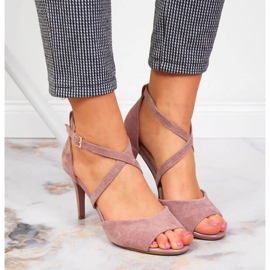 Damsandaler på högklackat rosa Sergio Leone 2