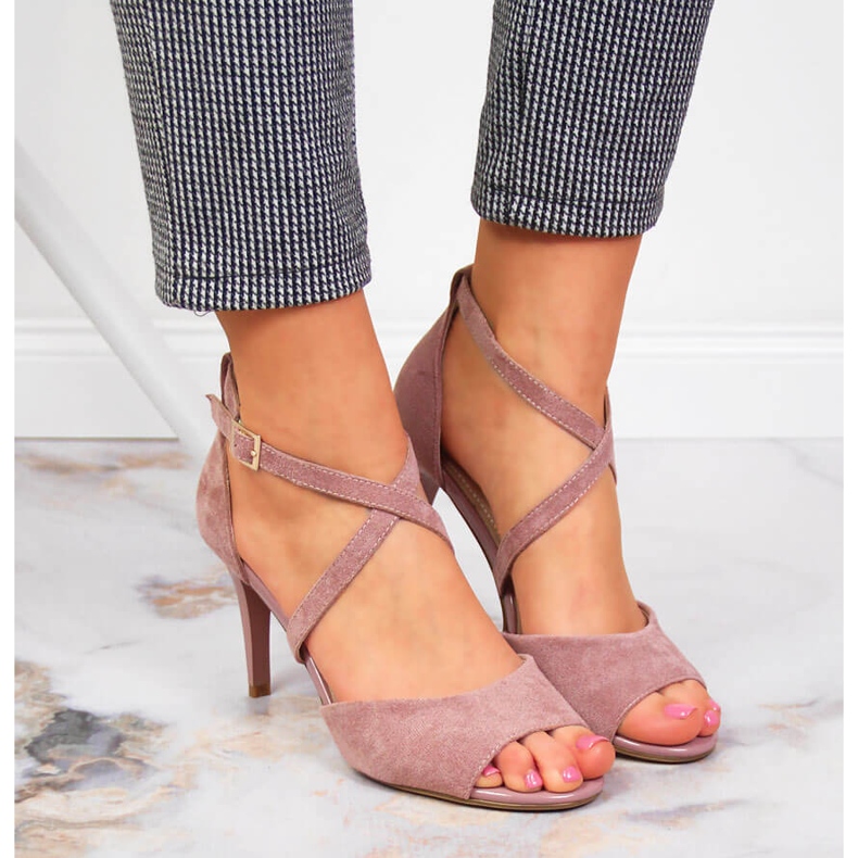 Damsandaler på högklackat rosa Sergio Leone 2