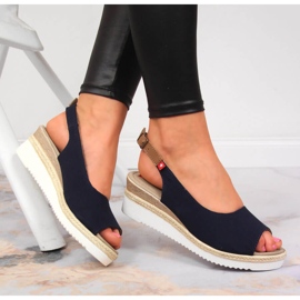 Marinblå sandaler för kvinnor Big Star JJ276046 1