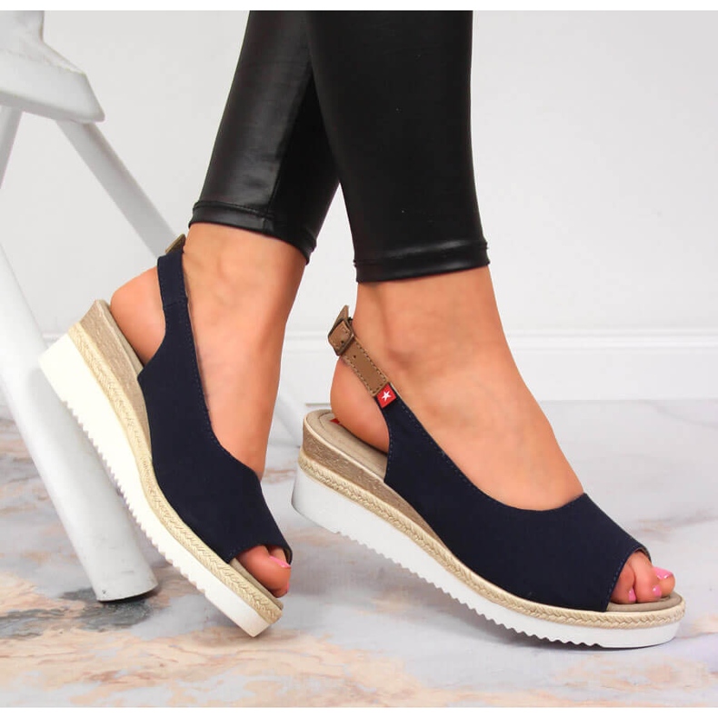 Marinblå sandaler för kvinnor Big Star JJ276046 1