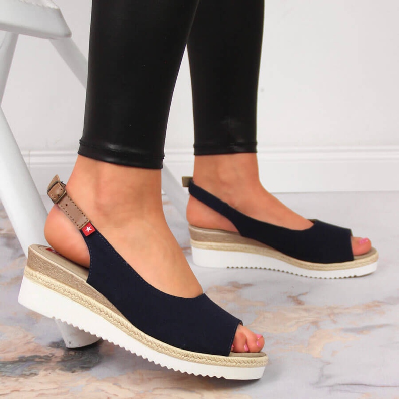 Marinblå sandaler för kvinnor Big Star JJ276046 2