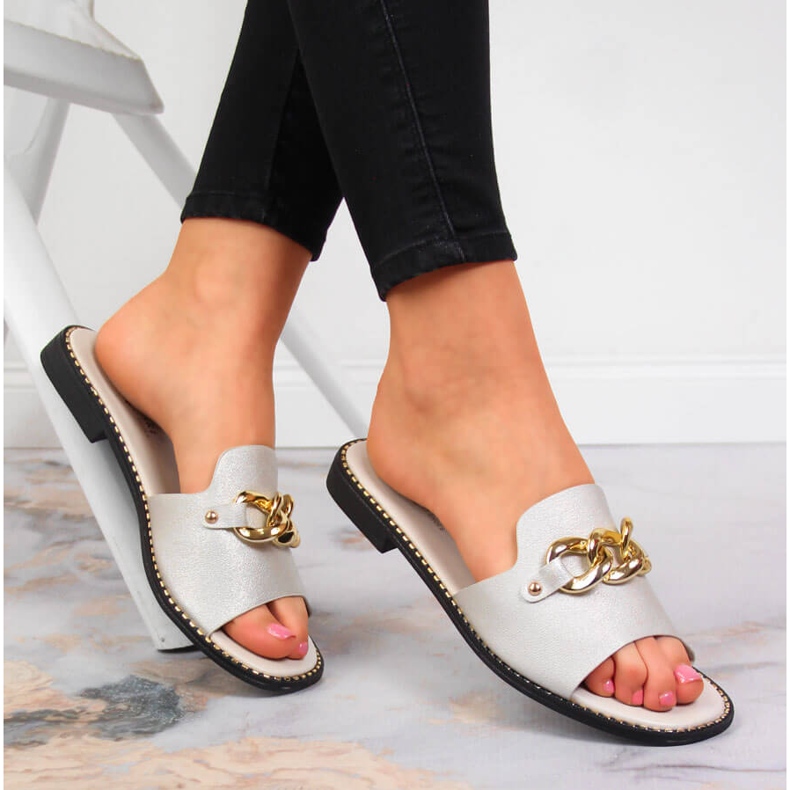 S.Barski Damtofflor i guld med kedja, guld S. Barski gyllene 1