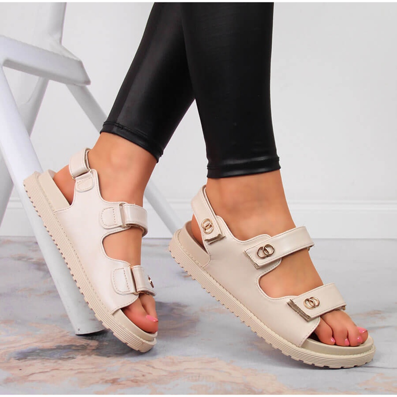 S.Barski Damsandaler med kardborrebeige S. Barski 1