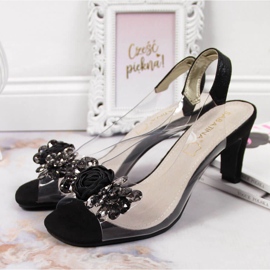 Transparenta sandaler för kvinnor med svarta Sabatina-stenar 2