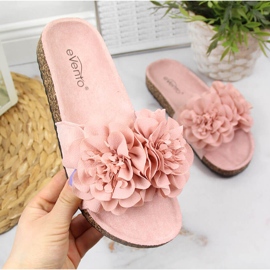 Kvinnors rosa tofflor med blommor eVento 1