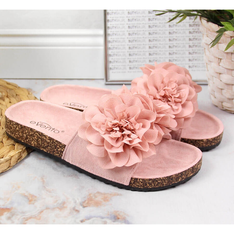 Kvinnors rosa tofflor med blommor eVento 2
