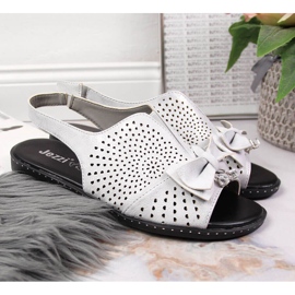 Damsandaler med silver Jezzi rosett silver- 2