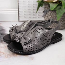 Damsandaler med Jezzi-rosett i grafit mångfärgad grå 2