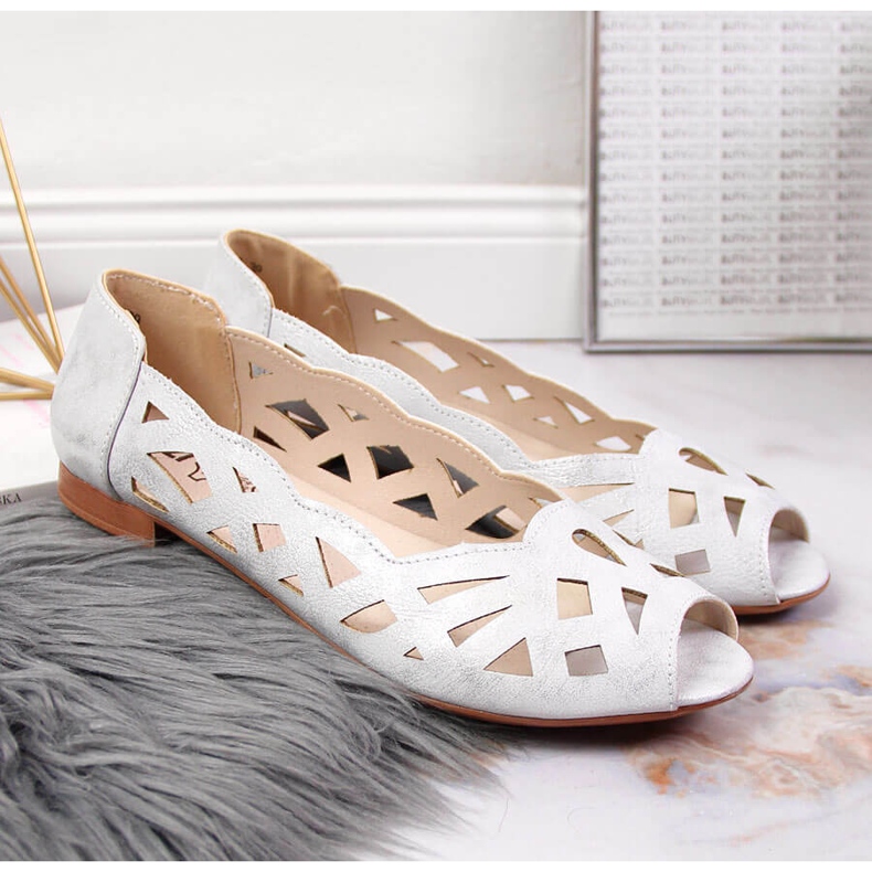 Dam genombrutna ballerinaskor Jezzi silver- 2