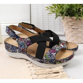 Skinnsandaler för kvinnor på bekvämt gummi Helios 100 svart mångfärgad 2