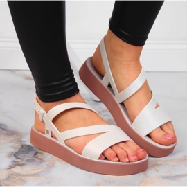 Damsandaler i gummi, grädde, Zaxy JJ285053 beige mångfärgad 2