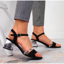 Sergio Leone svarta och silversandaler på stolpen silver- 2