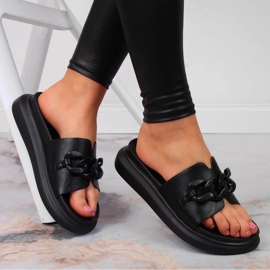 Svarta Laura La.Fi platåtofflor med kedja 1