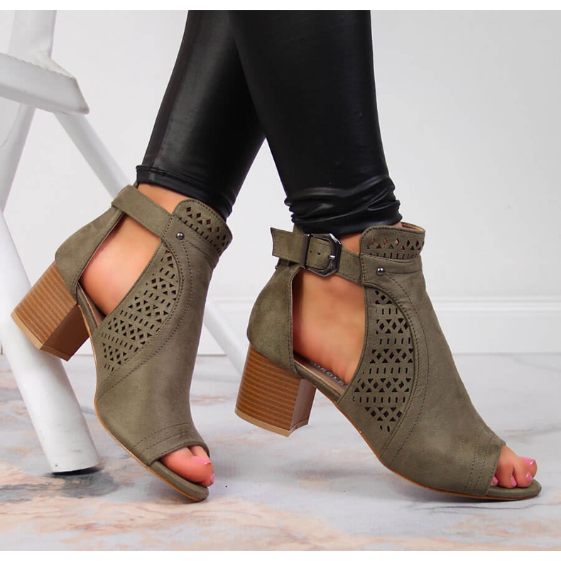 Damsandaler med genombruten khaki T.Sokolski kaki grön 1