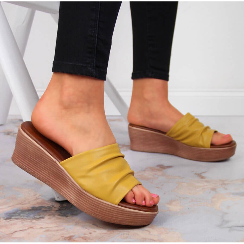 Gula Filippo wedge tofflor för kvinnor 2