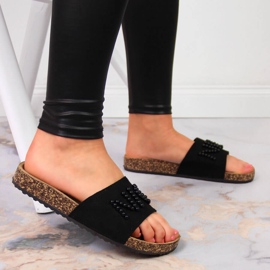 Kvinnors svarta tofflor med pärlor eVento 2