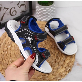 Svarta American Club pojksandaler med kardborreband 1