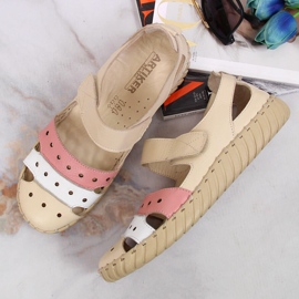 Skinnsandaler för kvinnor med genombrutna Artiker beige 2