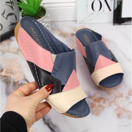 Bekväma färgade Artiker-lädertofflor för kvinnor mångfärgad 1