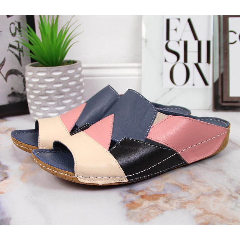 Bekväma färgade Artiker-lädertofflor för kvinnor mångfärgad 2