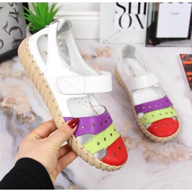 Skinnsandaler för kvinnor med genombrutna Artiker vit mångfärgad 1