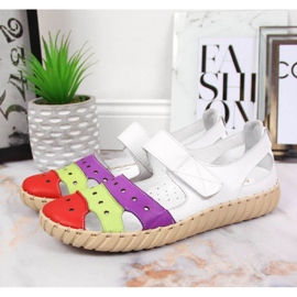 Skinnsandaler för kvinnor med genombrutna Artiker vit mångfärgad 2