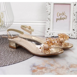 Transparenta damsandaler med gyllene Sabatina-stenar 2