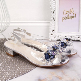 Genomskinliga damsandaler med silver Sabatina-stenar 2