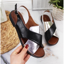 Jezzi-sandaler i svart och silver för kvinnor silver- 1