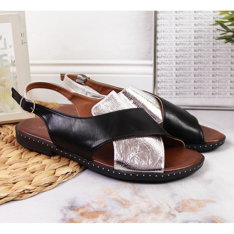 Jezzi-sandaler i svart och silver för kvinnor silver- 2