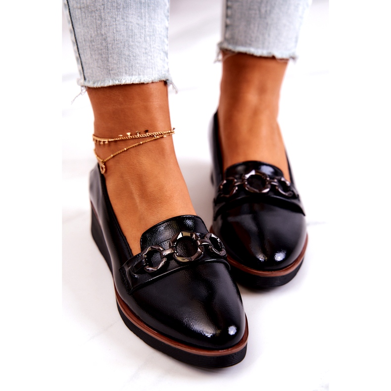 Vinceza Lackläder Wedge Skor Svarta Melodier 4