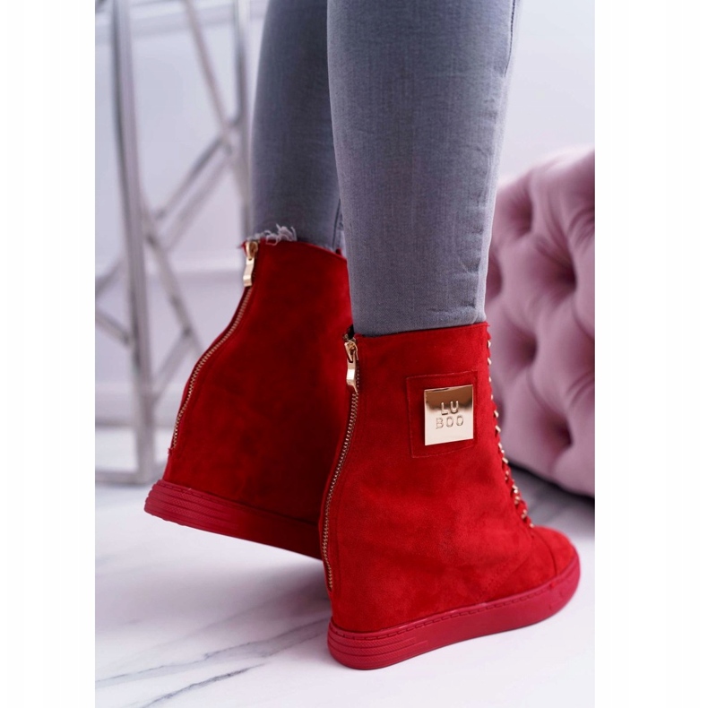 Dam Sneakers Lu Boo med kedjor mocka röd Monica 4