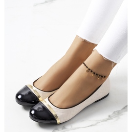 Beiga ballerinor för damer Petra beige svart 1