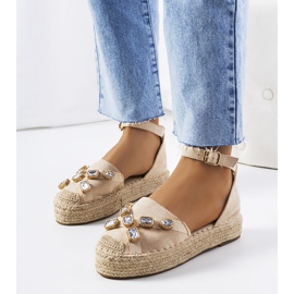 Beige espadrillor med Taimi cubic zirconia 1