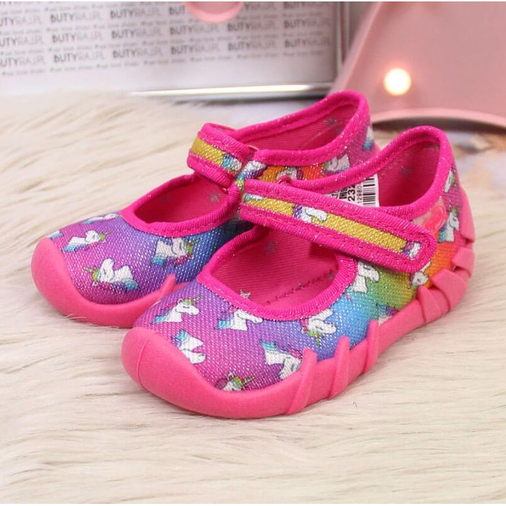 Rosa kardborre ballerina tofflor Jr. Befado 2