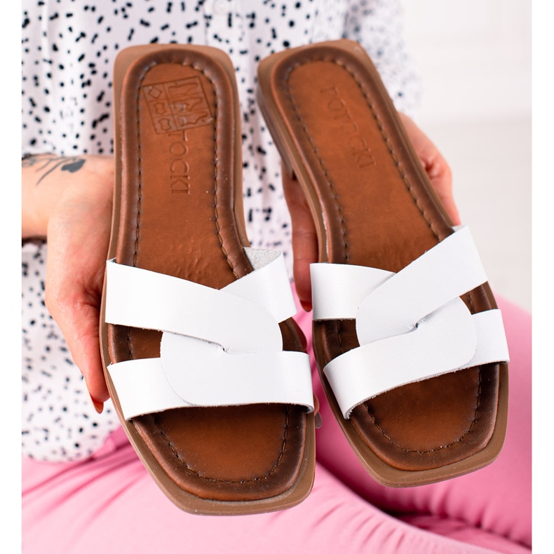 W. Potocki Potocki vita skinntofflor 1