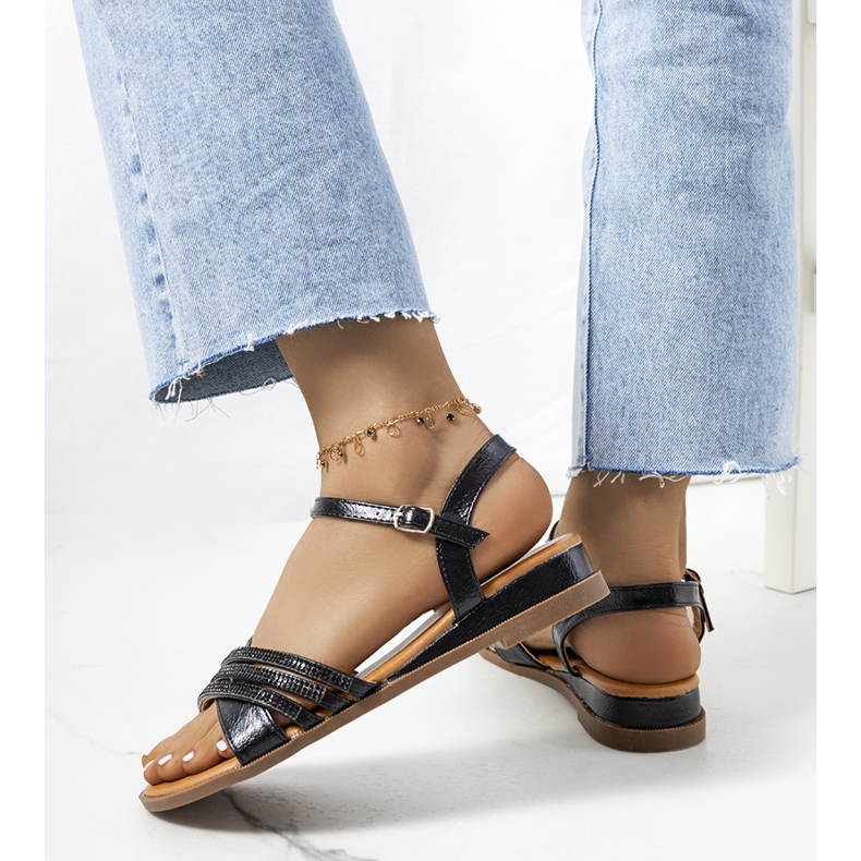 Svarta sandaler med Parade cubic zirconia 1