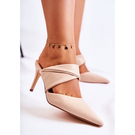 PS1 Skinntofflor på högklackat Aveline beige 2